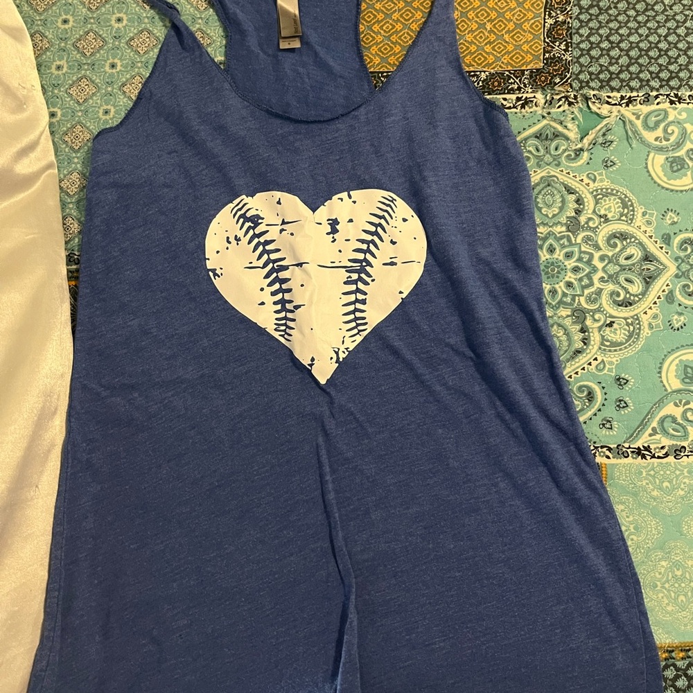 Women's Blue Heart Baseball Tank Top